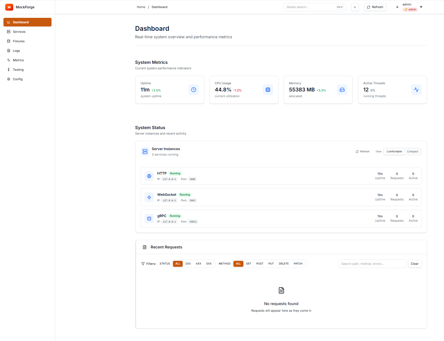 MockForge Admin UI screenshot